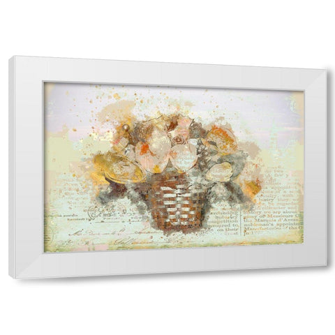 Basket of Flowers I White Modern Wood Framed Art Print by Bolokofsky, Ronald