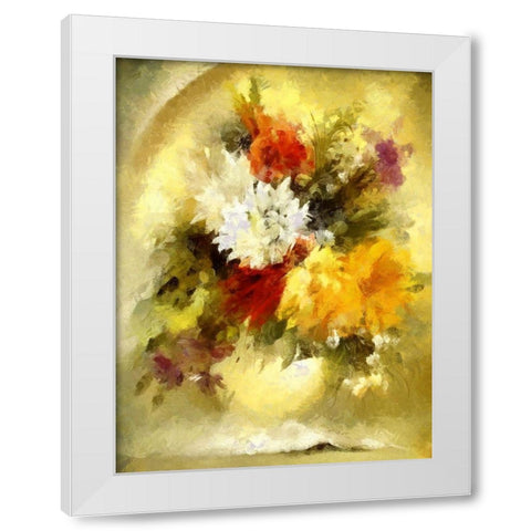 Golden Bouquet II White Modern Wood Framed Art Print by Bolokofsky, Ronald