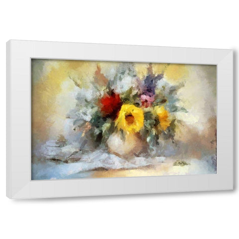 Fresh Bouquet I White Modern Wood Framed Art Print by Bolokofsky, Ronald