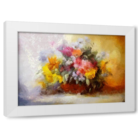 Basket of Flowers III White Modern Wood Framed Art Print by Bolokofsky, Ronald