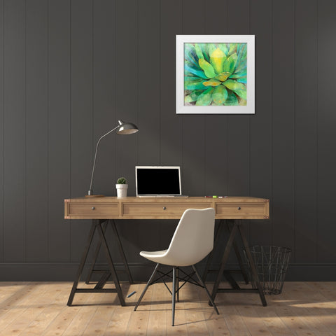 Green Echeveria White Modern Wood Framed Art Print by Bolokofsky, Ronald