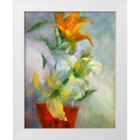 Potted Lillies White Modern Wood Framed Art Print by Bolokofsky, Ronald