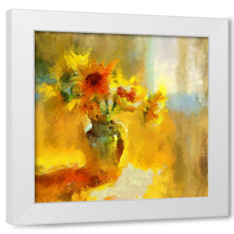Yellow Bouquet White Modern Wood Framed Art Print by Bolokofsky, Ronald