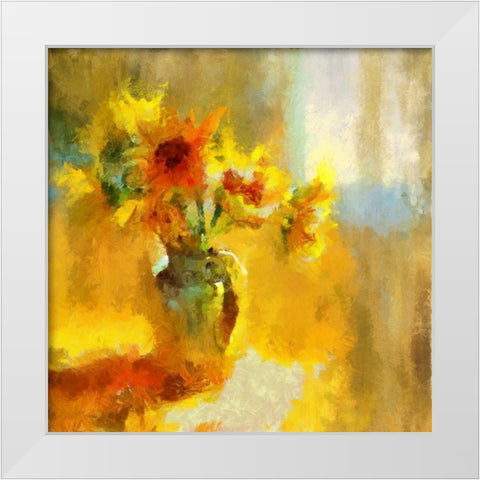 Yellow Bouquet White Modern Wood Framed Art Print by Bolokofsky, Ronald