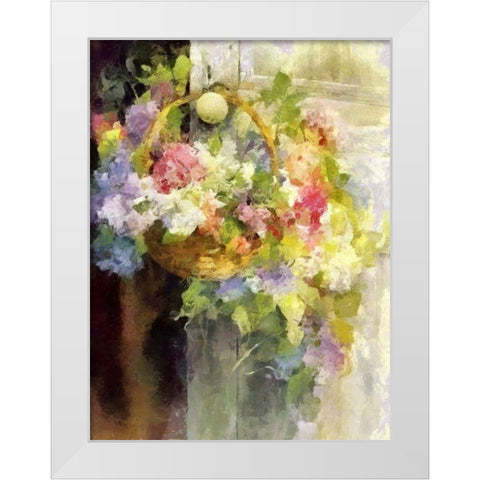 Basket of Flowers IV White Modern Wood Framed Art Print by Bolokofsky, Ronald