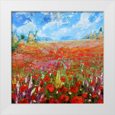 Flower Garden III White Modern Wood Framed Art Print by Bolokofsky, Ronald