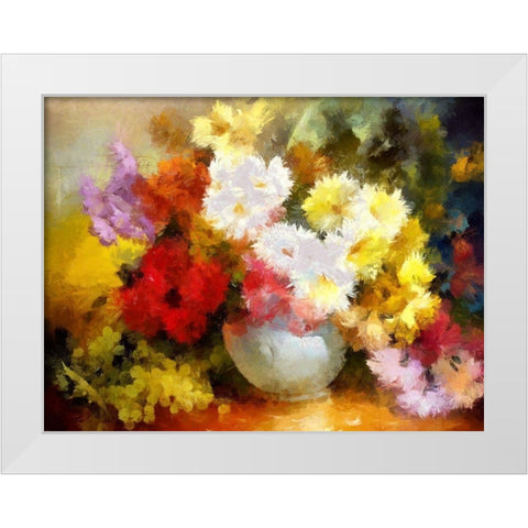 Flowers and Grapes White Modern Wood Framed Art Print by Bolokofsky, Ronald