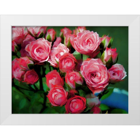 Pot of Roses White Modern Wood Framed Art Print by Bolokofsky, Ronald