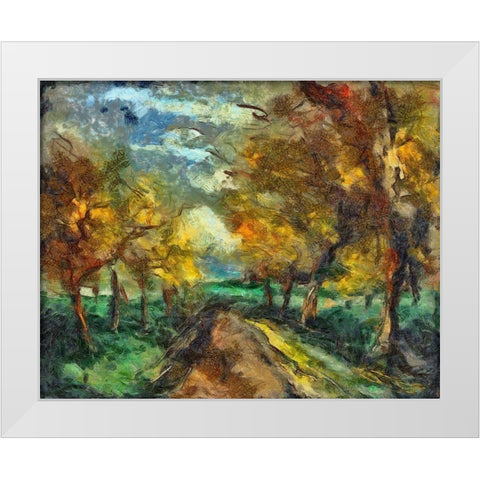 Tree Lined Road White Modern Wood Framed Art Print by Bolokofsky, Ronald