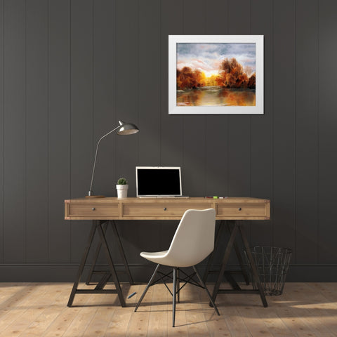 Golden Pond White Modern Wood Framed Art Print by Bolokofsky, Ronald