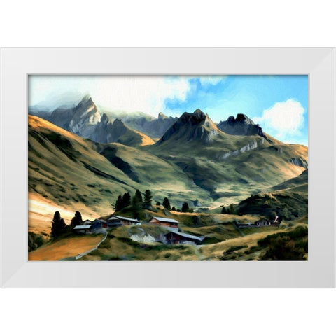 Alpine Village White Modern Wood Framed Art Print by Bolokofsky, Ronald