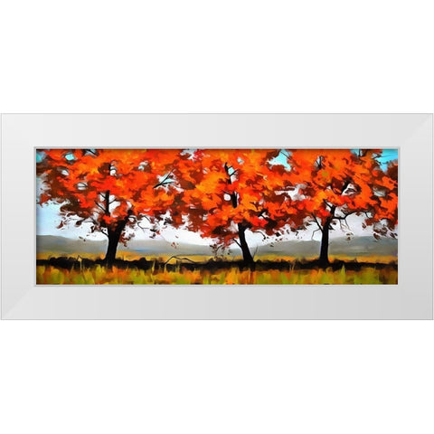 Autumn Fields White Modern Wood Framed Art Print by Bolokofsky, Ronald