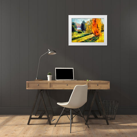 Autumn Leaves I White Modern Wood Framed Art Print by Bolokofsky, Ronald