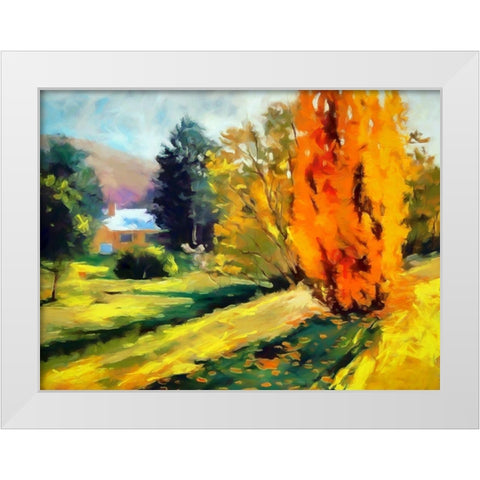 Autumn Leaves I White Modern Wood Framed Art Print by Bolokofsky, Ronald