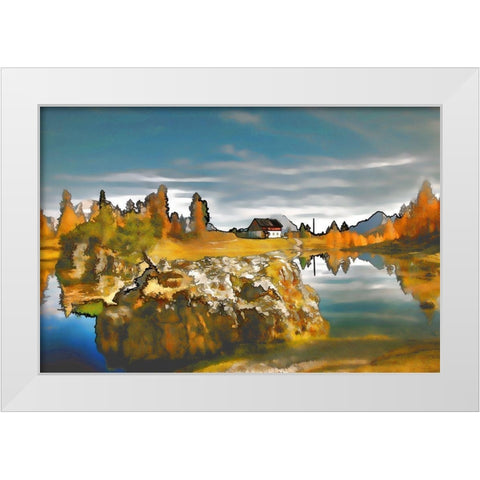 Bergsee White Modern Wood Framed Art Print by Bolokofsky, Ronald