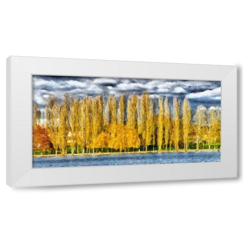 Golden Trees  White Modern Wood Framed Art Print by Bolokofsky, Ronald