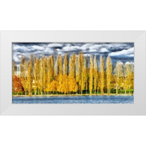 Golden Trees  White Modern Wood Framed Art Print by Bolokofsky, Ronald