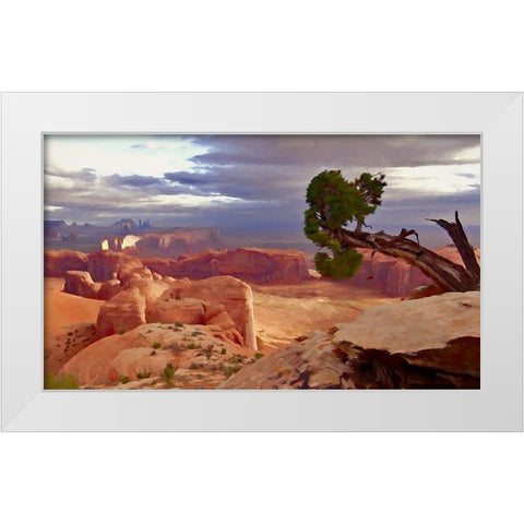Hunts Mesa Sunrise White Modern Wood Framed Art Print by Bolokofsky, Ronald