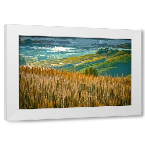 Misty Morning In Tuscany White Modern Wood Framed Art Print by Bolokofsky, Ronald