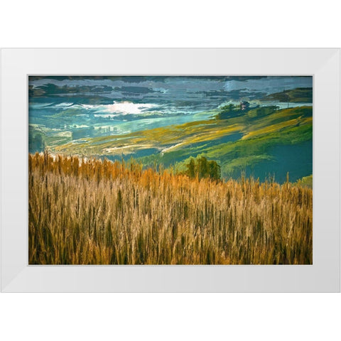 Misty Morning In Tuscany White Modern Wood Framed Art Print by Bolokofsky, Ronald