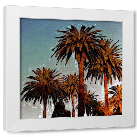 Palm Trees In Twilight II White Modern Wood Framed Art Print by Bolokofsky, Ronald