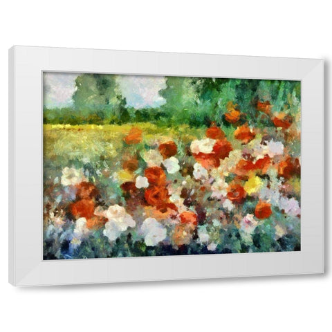 Poppy Fields White Modern Wood Framed Art Print by Bolokofsky, Ronald