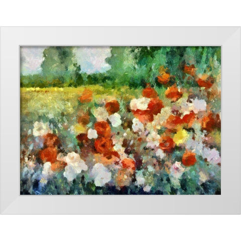 Poppy Fields White Modern Wood Framed Art Print by Bolokofsky, Ronald