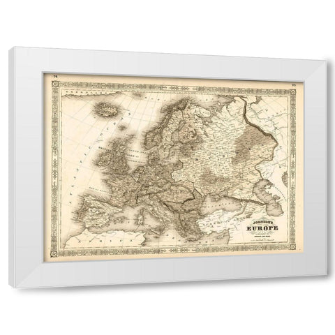 1864 Johnson Europe Antiqued White Modern Wood Framed Art Print by Johnson