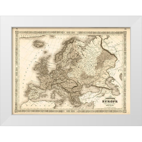 1864 Johnson Europe Antiqued White Modern Wood Framed Art Print by Johnson