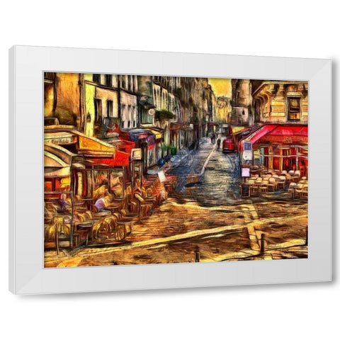 Breakfast In Paris White Modern Wood Framed Art Print by Bolokofsky, Ronald