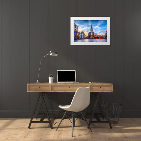 Clock Tower White Modern Wood Framed Art Print by Bolokofsky, Ronald