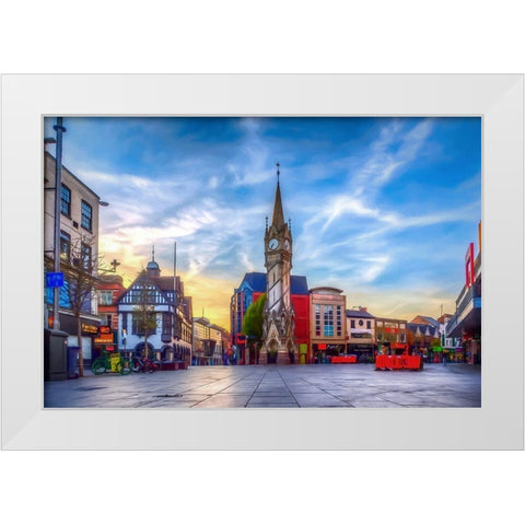 Clock Tower White Modern Wood Framed Art Print by Bolokofsky, Ronald