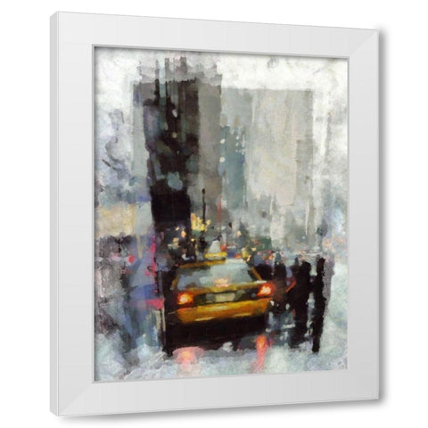 Hailing A Taxi II White Modern Wood Framed Art Print by Bolokofsky, Ronald