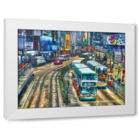 Hong Kong Bus Lines White Modern Wood Framed Art Print by Bolokofsky, Ronald