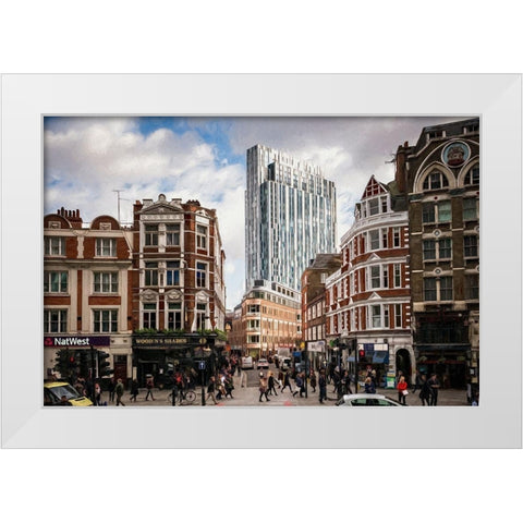 London Street Shops White Modern Wood Framed Art Print by Bolokofsky, Ronald