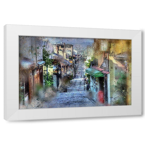 Osaka Street White Modern Wood Framed Art Print by Bolokofsky, Ronald