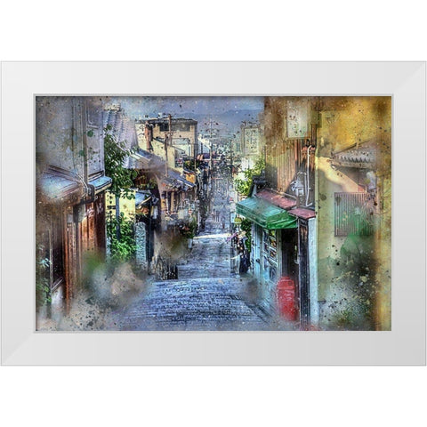 Osaka Street White Modern Wood Framed Art Print by Bolokofsky, Ronald
