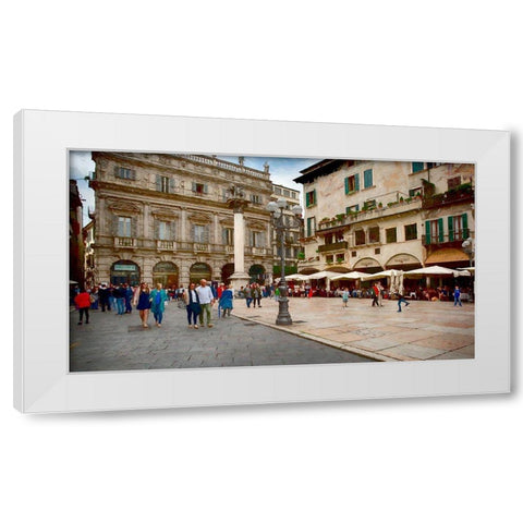 Piazza delle Erbe Verona II White Modern Wood Framed Art Print by Bolokofsky, Ronald