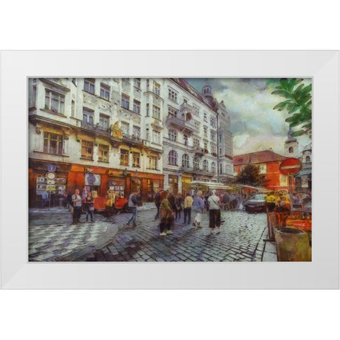 Prague On the Go I White Modern Wood Framed Art Print by Bolokofsky, Ronald