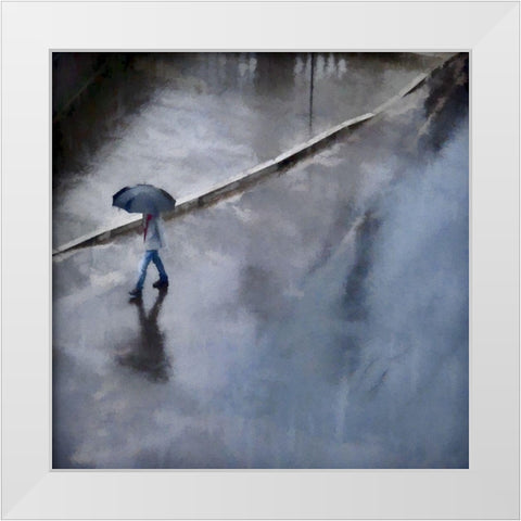 Rainy Day Sunday White Modern Wood Framed Art Print by Bolokofsky, Ronald