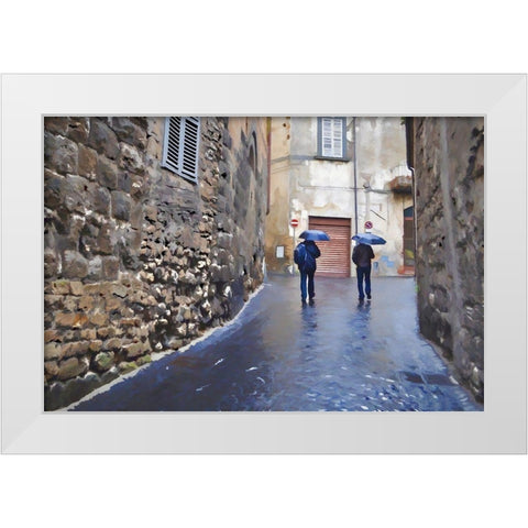 Rainy streets of Orvieto White Modern Wood Framed Art Print by Bolokofsky, Ronald