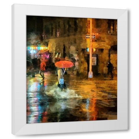 Red Umbrella White Modern Wood Framed Art Print by Bolokofsky, Ronald