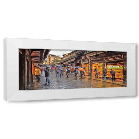 Shopping In the Rain White Modern Wood Framed Art Print by Bolokofsky, Ronald