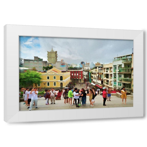 Streets of Macau White Modern Wood Framed Art Print by Bolokofsky, Ronald