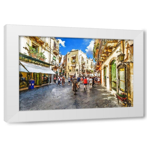 Taormina Sicily White Modern Wood Framed Art Print by Bolokofsky, Ronald