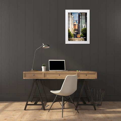 View Down Van Ness White Modern Wood Framed Art Print by Bolokofsky, Ronald