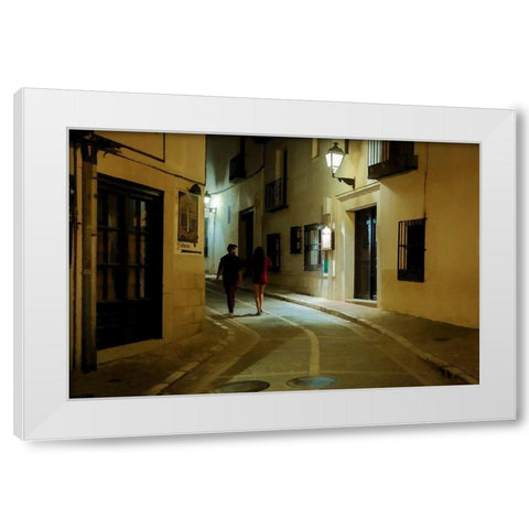 Walking Her Home White Modern Wood Framed Art Print by Bolokofsky, Ronald