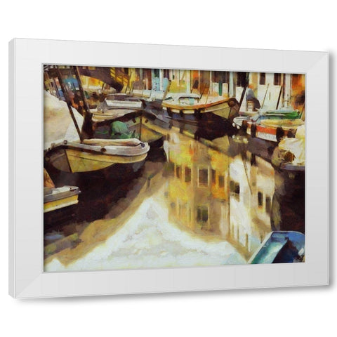 Canal Reflections I White Modern Wood Framed Art Print by Bolokofsky, Ronald