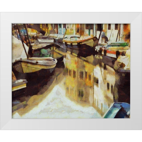 Canal Reflections I White Modern Wood Framed Art Print by Bolokofsky, Ronald