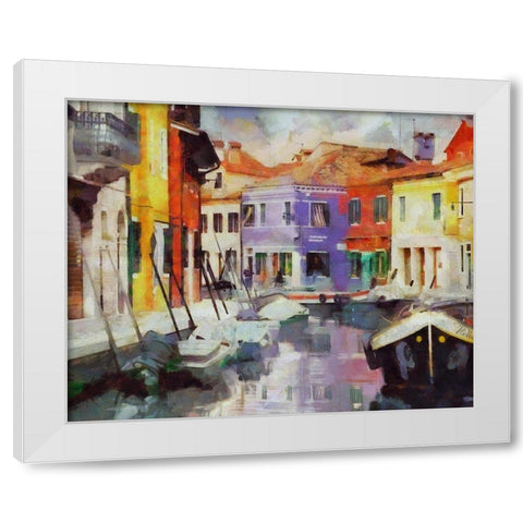 Canal Reflections II White Modern Wood Framed Art Print by Bolokofsky, Ronald